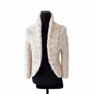 Bebe Cream Chunky Knit Shrug Open Front Cropped Cardigan